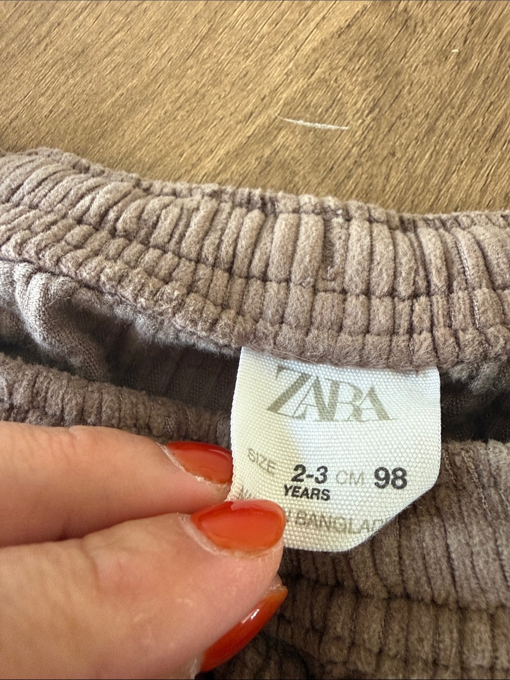 Zara Kids Corduroy Jogger Pants in Taupe Brown - Picture 2 of 2